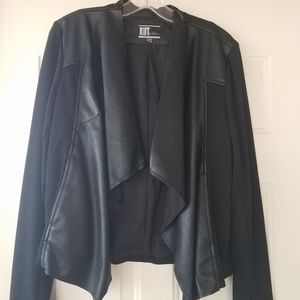 Faux leather and poly blend blazer